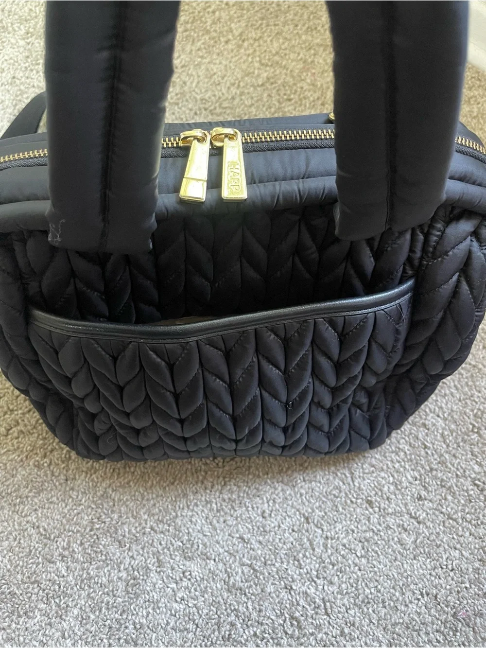 HappBrand Diaper Bag with Gold Hardware and Removable Strap